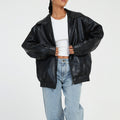 Blouson motard femme à zip asymétrique, poches zippées, S au 2XL, noir