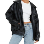 Blouson motard femme à zip asymétrique, poches zippées, S au 2XL