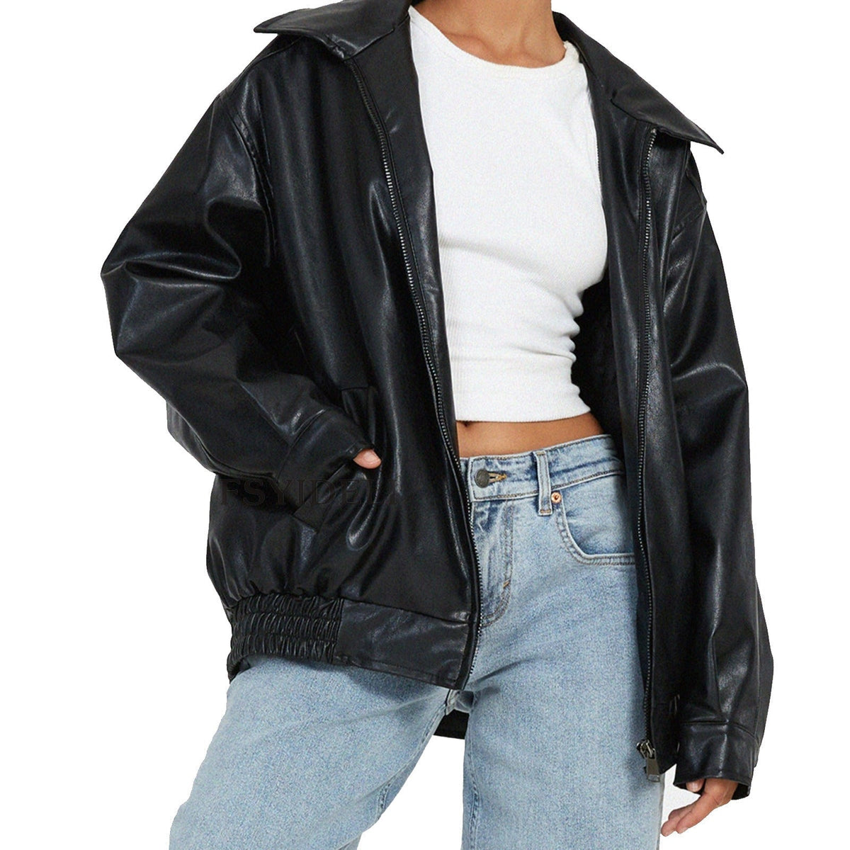 Blouson motard femme à zip asymétrique, poches zippées, S au 2XL