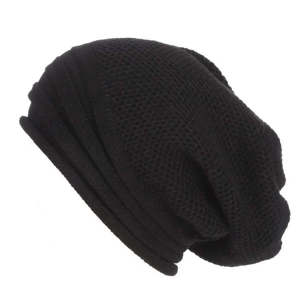 Bonnet en maille femme, forme ample extensible, six coloris, noir