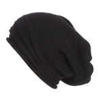 Bonnet en maille femme, forme ample extensible, six coloris, noir