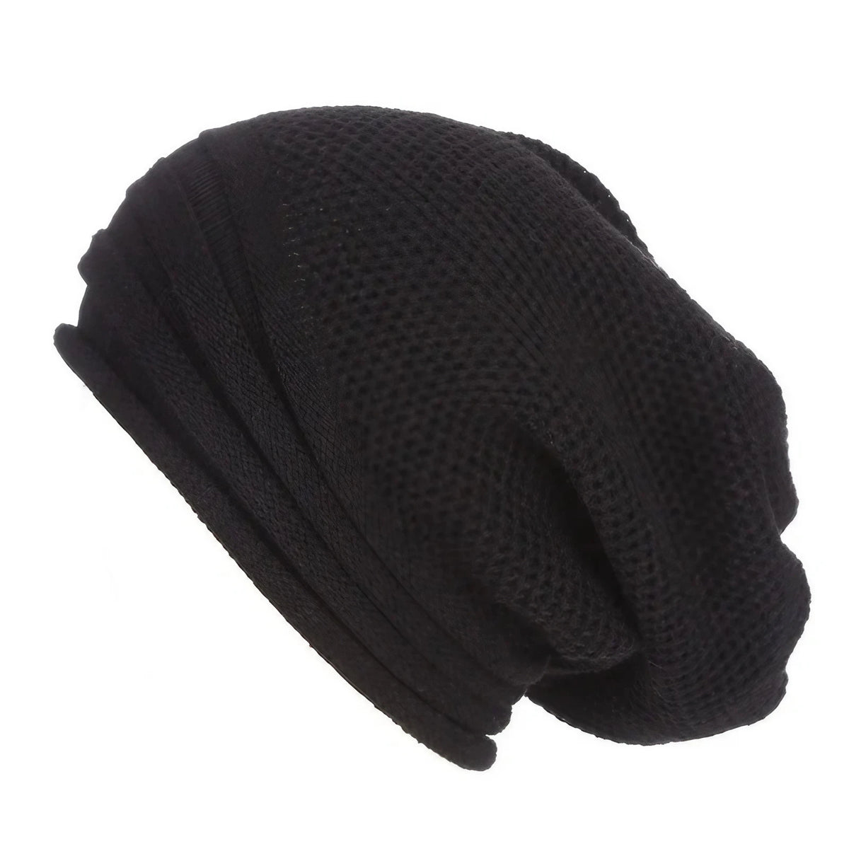 Bonnet en maille femme, forme ample extensible, six coloris, noir