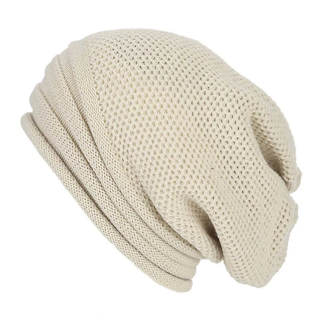 Bonnet en maille femme, forme ample extensible, six coloris, beige