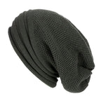 Bonnet en maille femme, forme ample extensible, six coloris, gris foncé