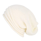 Bonnet en maille femme, forme ample extensible, six coloris, blanc
