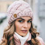 Bonnet tricoté femme, tour de tête 54 à 58 cm, sept coloris, rose