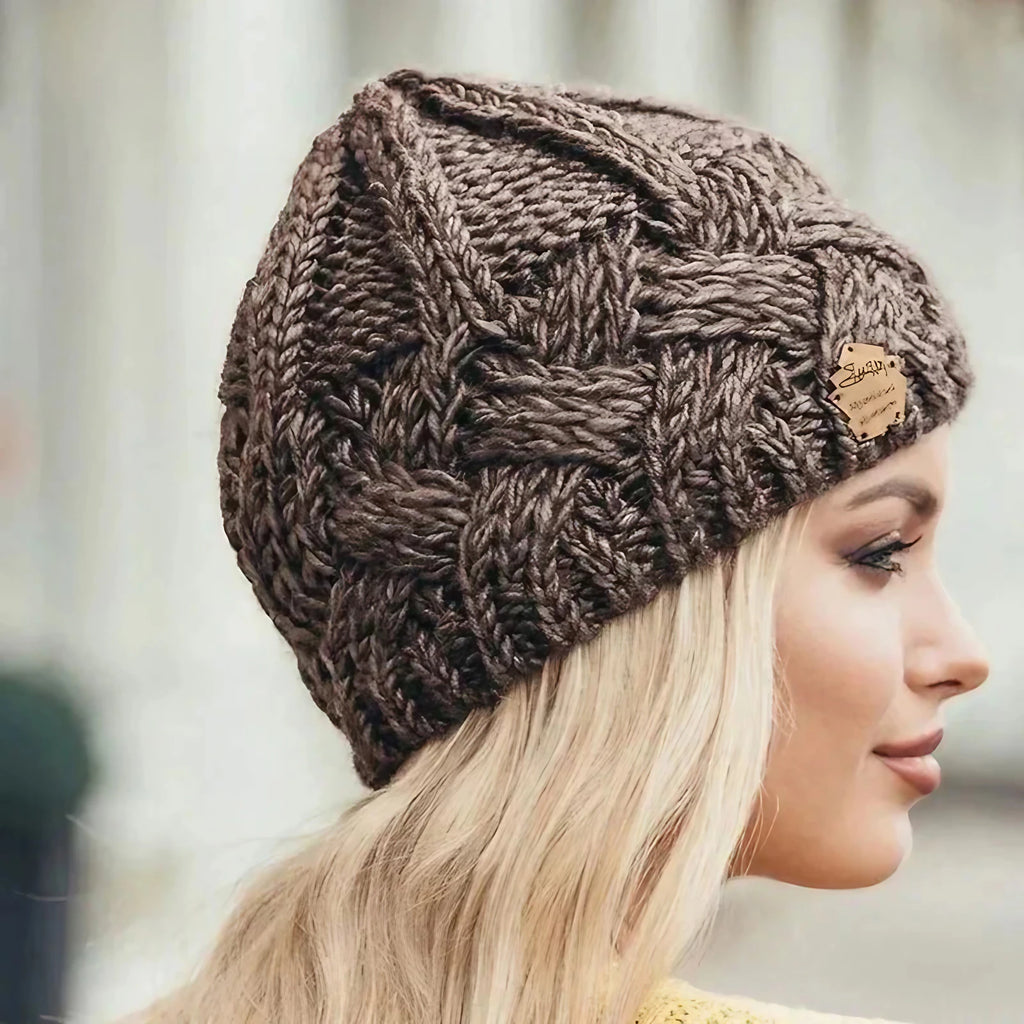 Bonnet tricoté femme, tour de tête 54 à 58 cm, sept coloris, café
