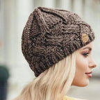 Bonnet tricoté femme, tour de tête 54 à 58 cm, sept coloris, café