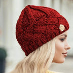 Bonnet tricoté femme, tour de tête 54 à 58 cm, sept coloris, rouge