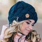 Bonnet tricoté femme, tour de tête 54 à 58 cm, sept coloris, bleu
