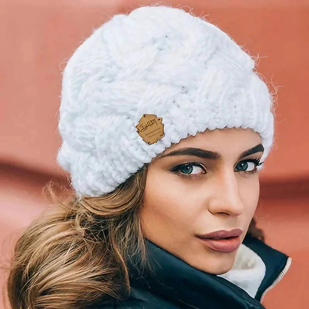Bonnet tricoté femme, tour de tête 54 à 58 cm, sept coloris, blanc