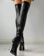 Bottes noires femme à petit talon, du 34 au 44, noir