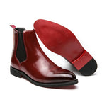Bottes Chelsea homme à bout droit, à enfiler, noir ou rouge, rouge