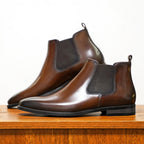 Bottines Chelsea homme à élastiques latéraux, noir ou marron foncé