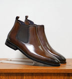 Bottines Chelsea homme à élastiques latéraux, noir ou marron foncé