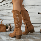 Bottes western femme à bout pointu et talon moyen, marron