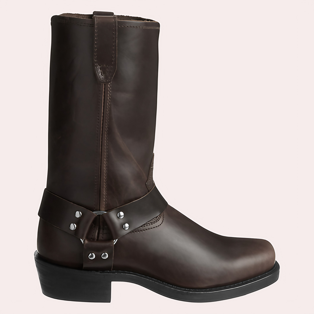 Bottes western homme, talon de 6 à 8 cm, du 39 au 44, marron foncé