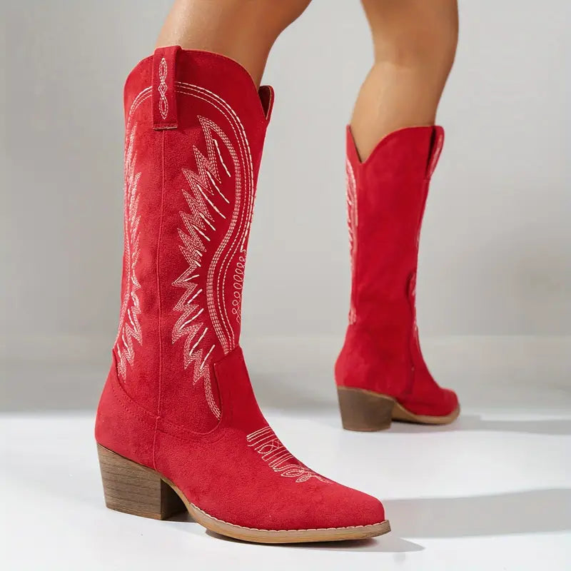 Bottes cowboy femme brodées, cinq coloris, du 36 au 43