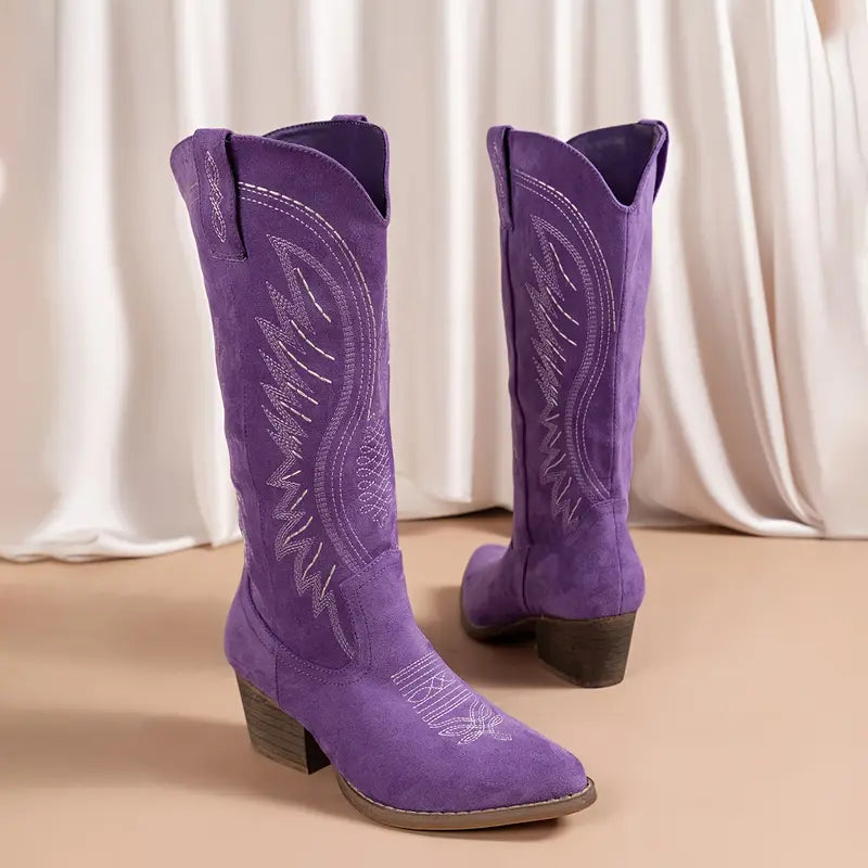 Bottes cowboy femme brodées, cinq coloris, du 36 au 43