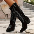 Bottes cowboy femme brodées, cinq coloris, du 36 au 43, noir