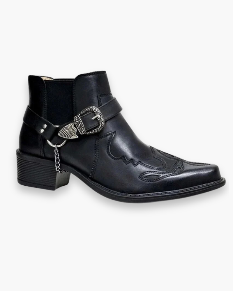 Bottes cowboy homme style western, noir ou brun, du 38 au 48, noir