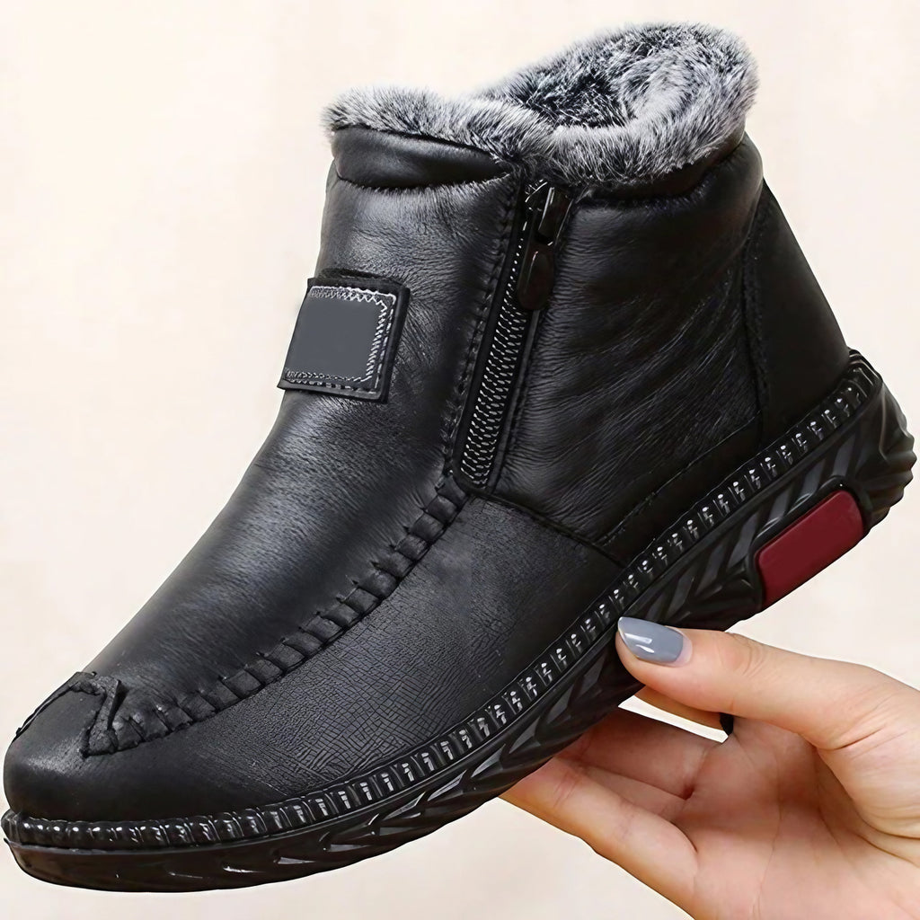 Bottes d'hiver femme à fermeture éclair latérale, noir ou rouge, noir