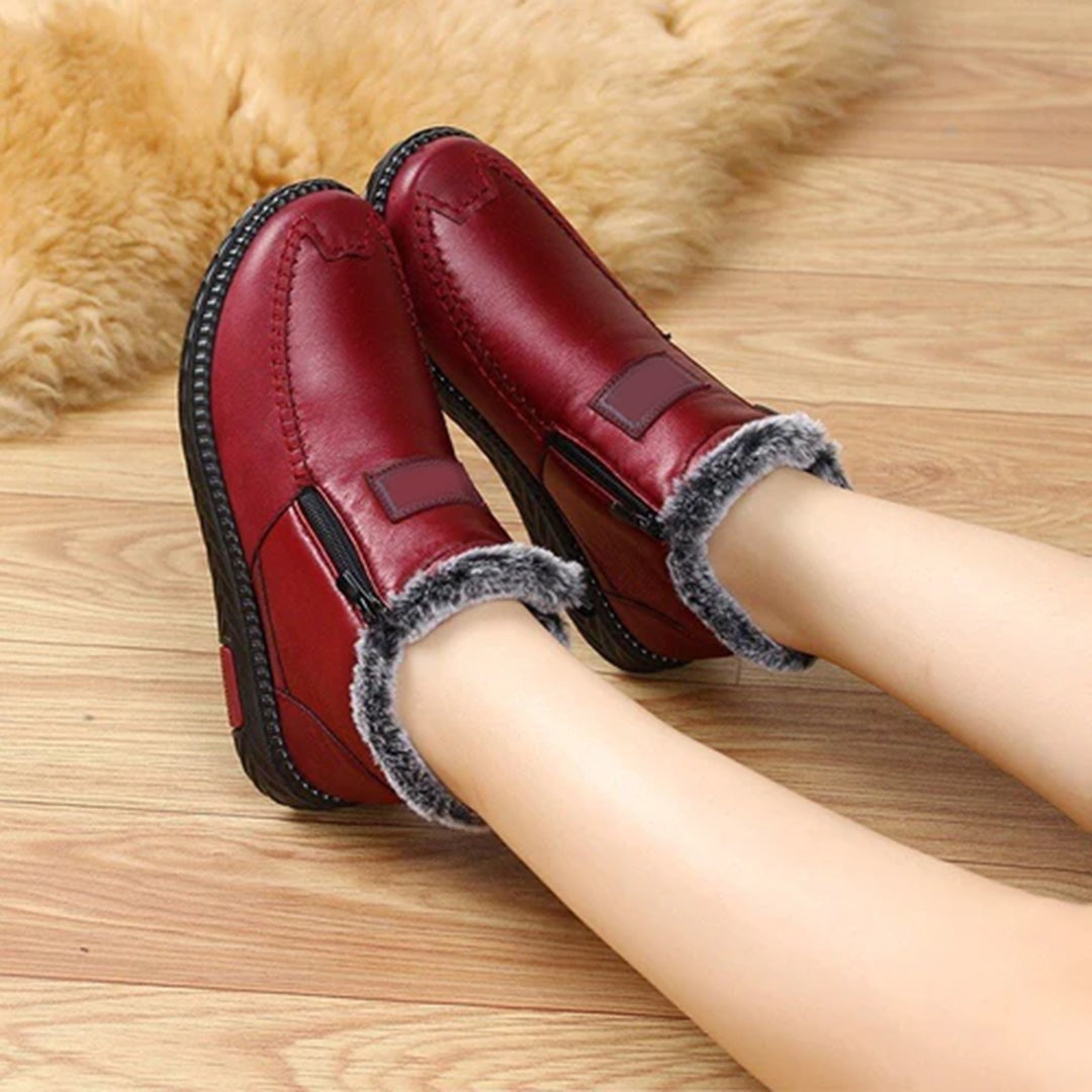 Bottes d'hiver femme à fermeture éclair latérale, noir ou rouge