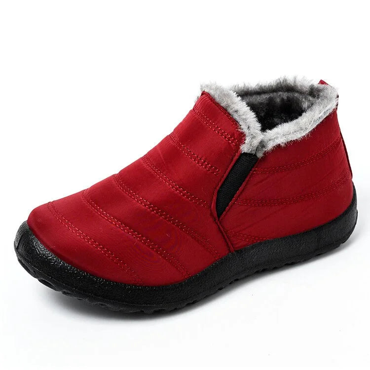 Bottes de neige fourrées mixtes, imperméables, à enfiler, rouge