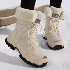 Bottes d'hiver femme à lacets, imperméables, beige ou marron, beige