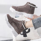 Bottines d'hiver femme, intérieur coton, semelle épaisse