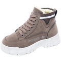 Bottines d'hiver femme, intérieur coton, semelle épaisse, marron