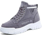 Bottines d'hiver femme, intérieur coton, semelle épaisse, gris