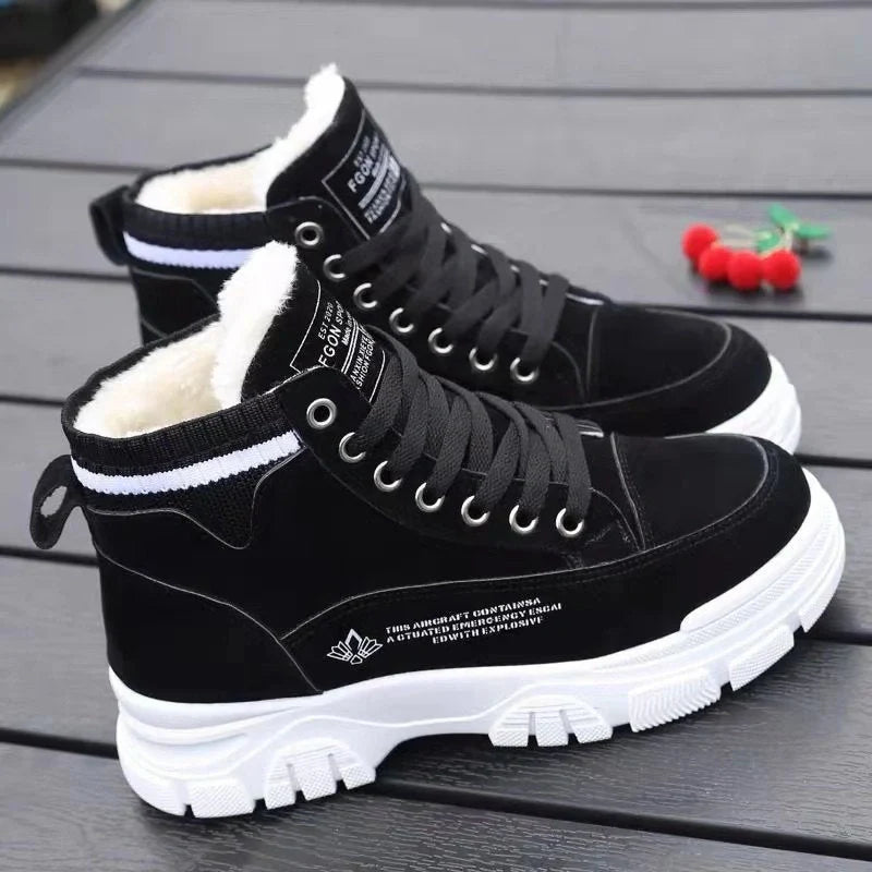 Bottines d'hiver femme, intérieur coton, semelle épaisse
