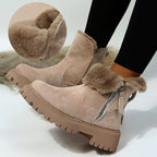 Bottes d'hiver femme en suédine, doublure fourrée, zip latéral