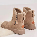 Bottes d'hiver femme en suédine, doublure fourrée, zip latéral