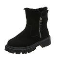 Bottes d'hiver femme en suédine, doublure fourrée, zip latéral, noir