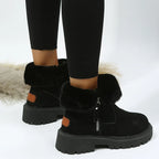 Bottes d'hiver femme en suédine, doublure fourrée, zip latéral