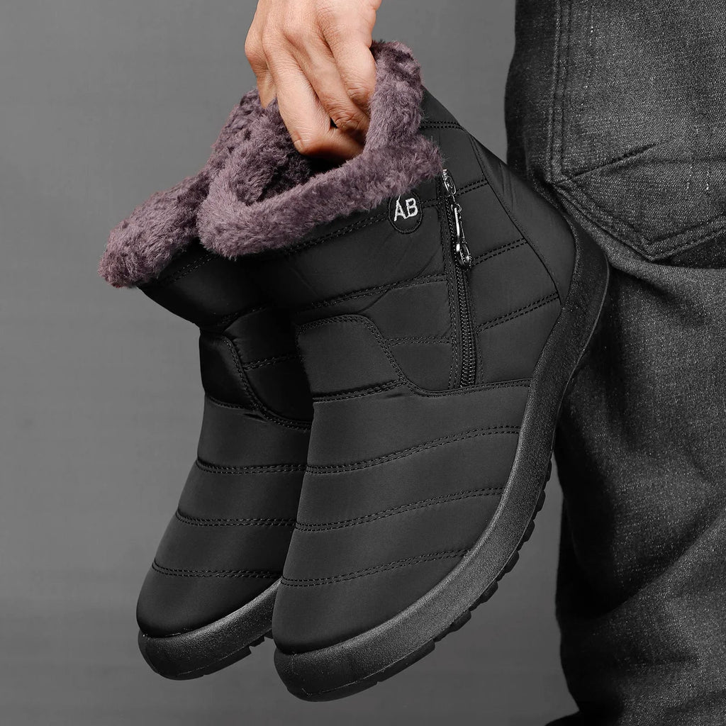 Bottes d'hiver homme à doublure isolante, noir ou gris, noir