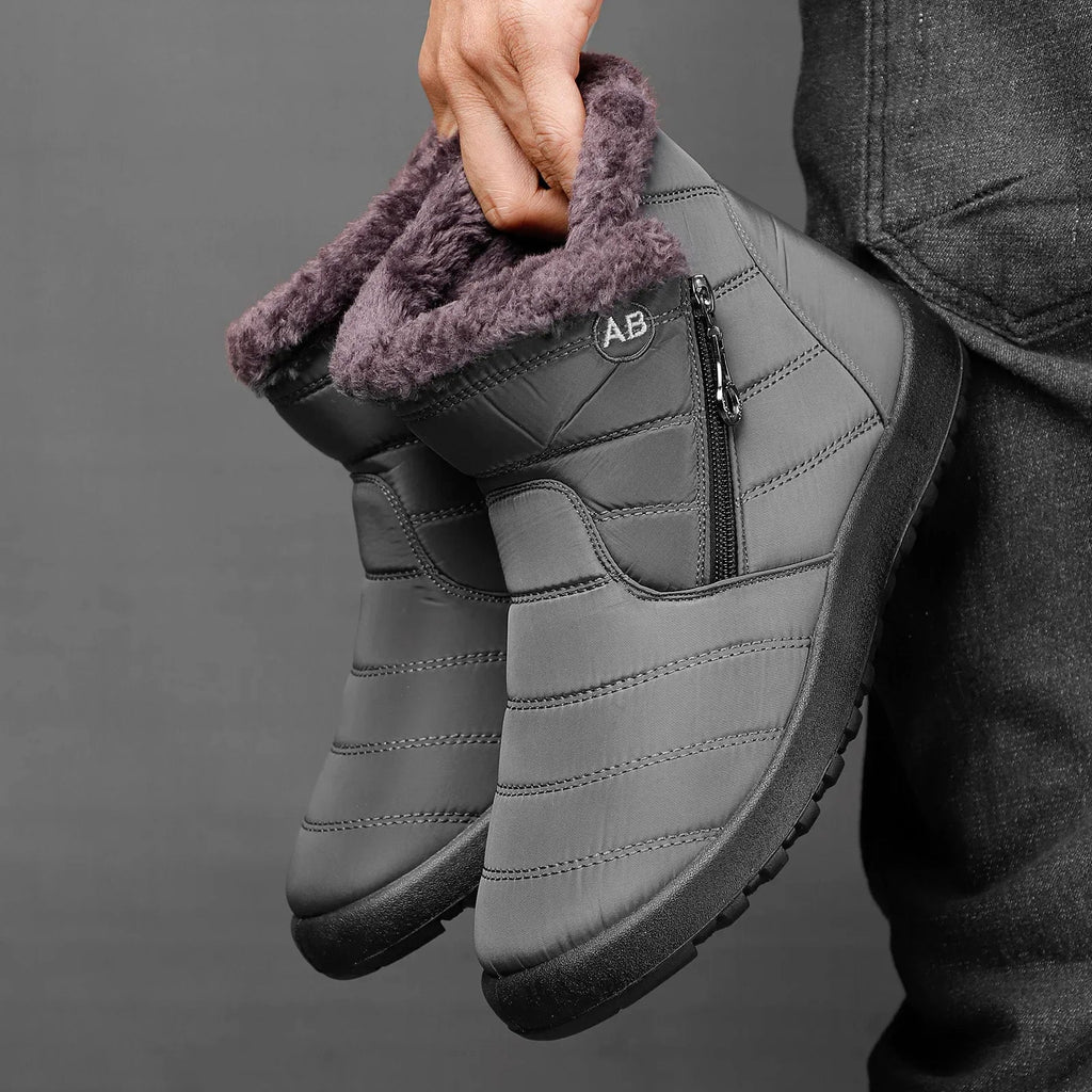 Bottes d'hiver homme à doublure isolante, noir ou gris, gris