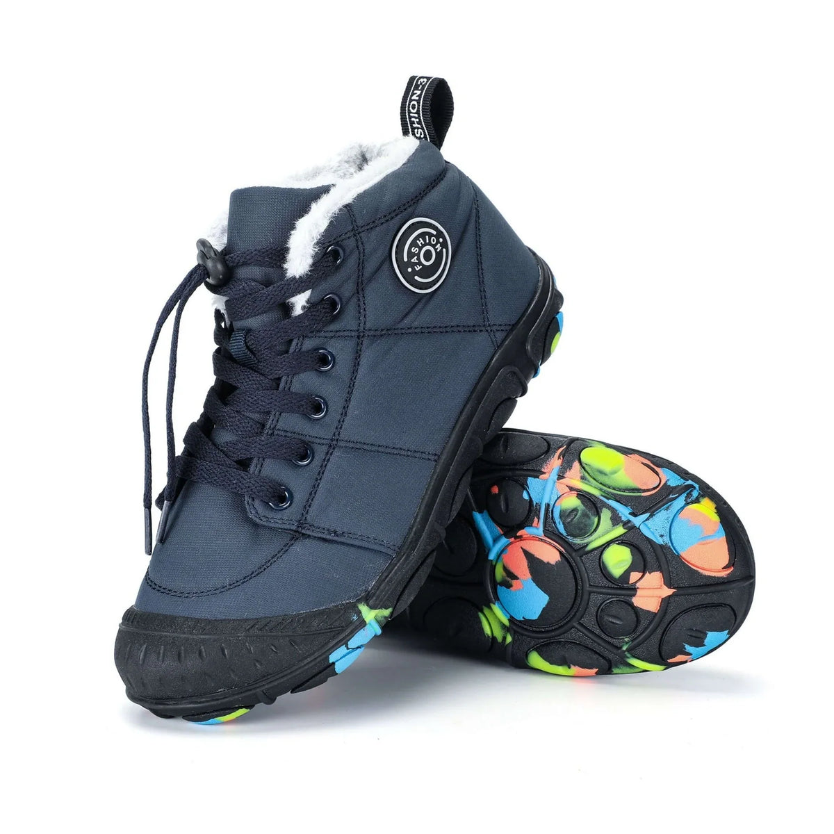 Bottes d'hiver enfant imperméables, doublure polaire, du 30 au 39, bleu