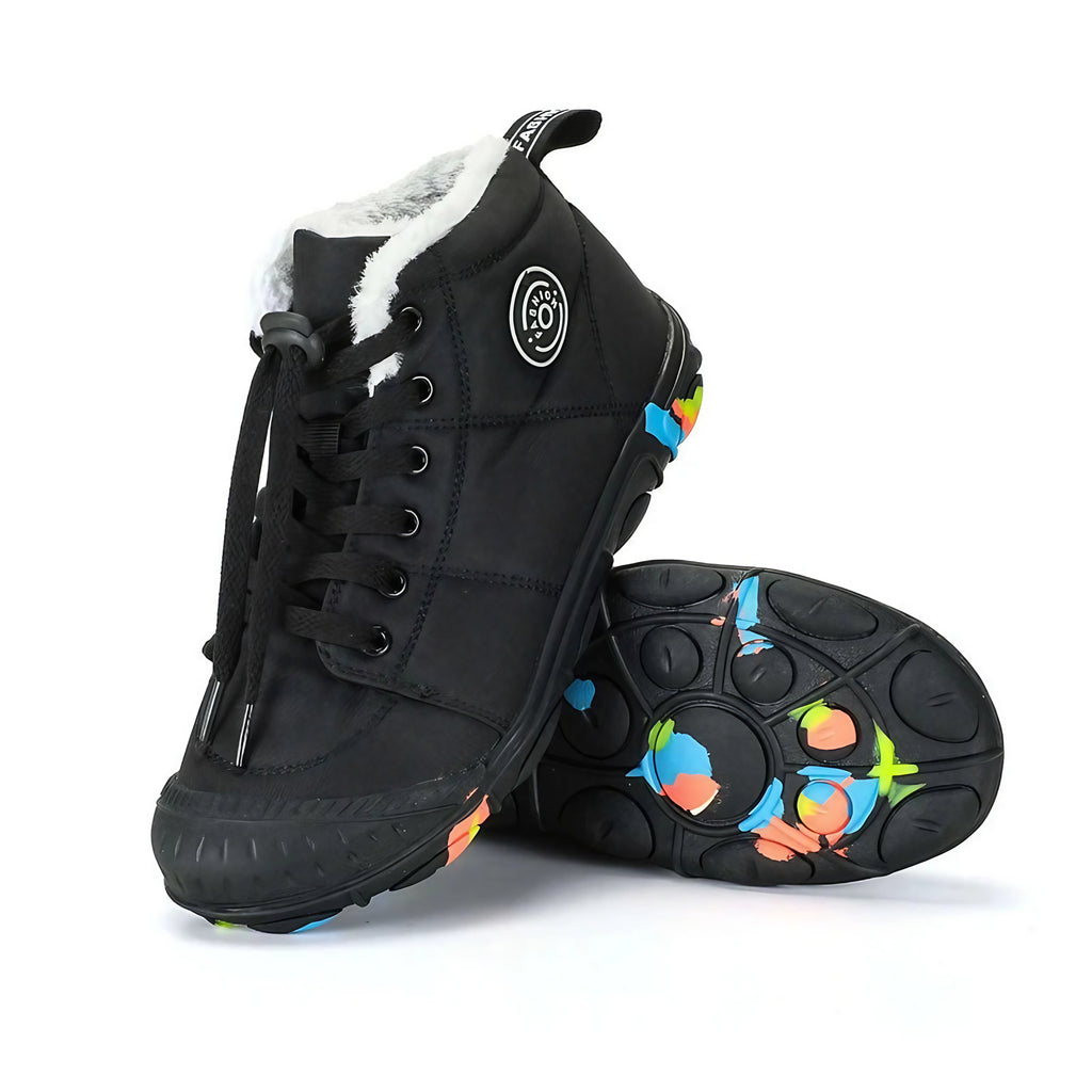 Bottes d'hiver enfant imperméables, doublure polaire, du 30 au 39, noir