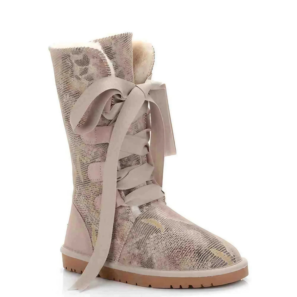 Bottes d'hiver femme montantes à lacets, doublure en laine