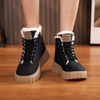 Bottines d'hiver femme doublées peluche, semelle épaisse