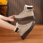 Bottines d'hiver femme doublées peluche, semelle épaisse