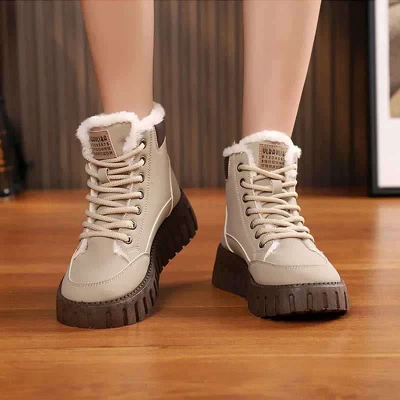Bottines d'hiver femme doublées peluche, semelle épaisse