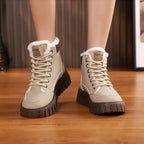 Bottines d'hiver femme doublées peluche, semelle épaisse