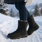 Bottes d'hiver femme matelassées, boucle latérale, semelle épaisse, noir