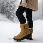 Bottes d'hiver femme matelassées, boucle latérale, semelle épaisse, kaki