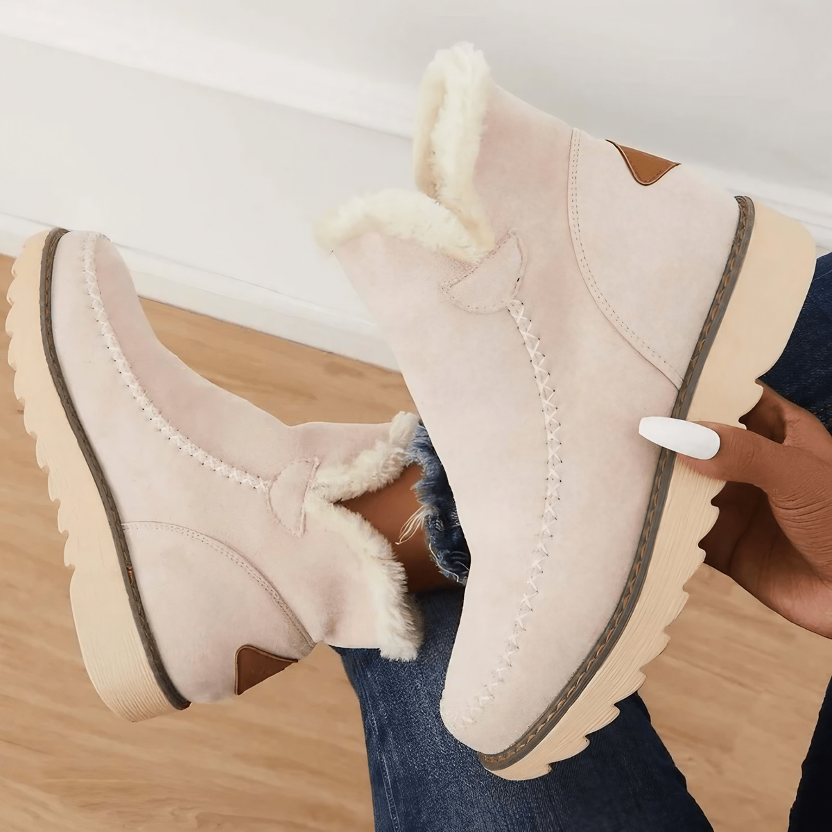 Bottes d'hiver femme à enfiler, doublure chaude, trois coloris