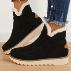 Bottes d'hiver femme à enfiler, doublure chaude, trois coloris, noir